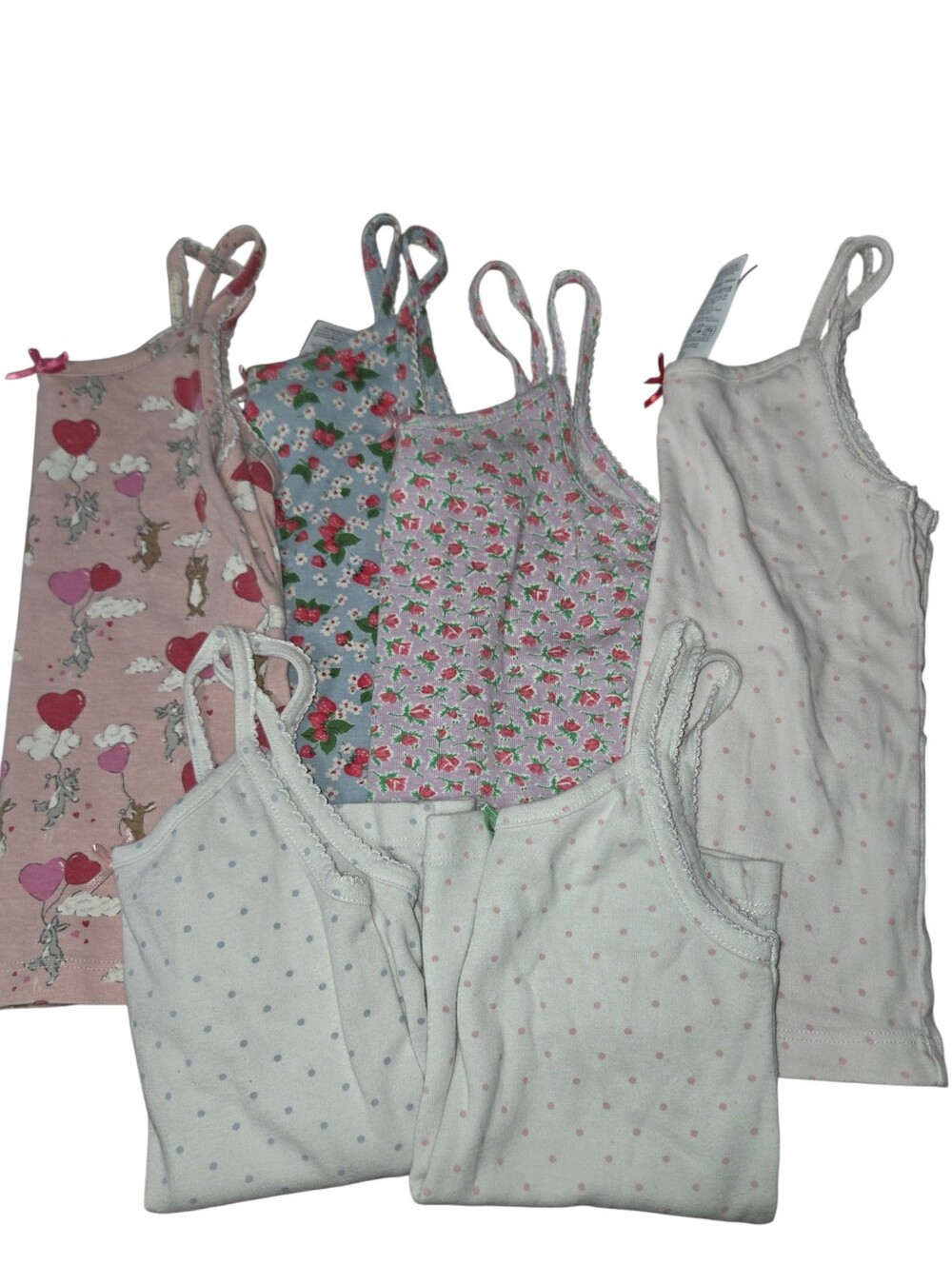 Mini Boden girls pajamas tank top sleepwear pjs camisoles dots bunny berries 4-5